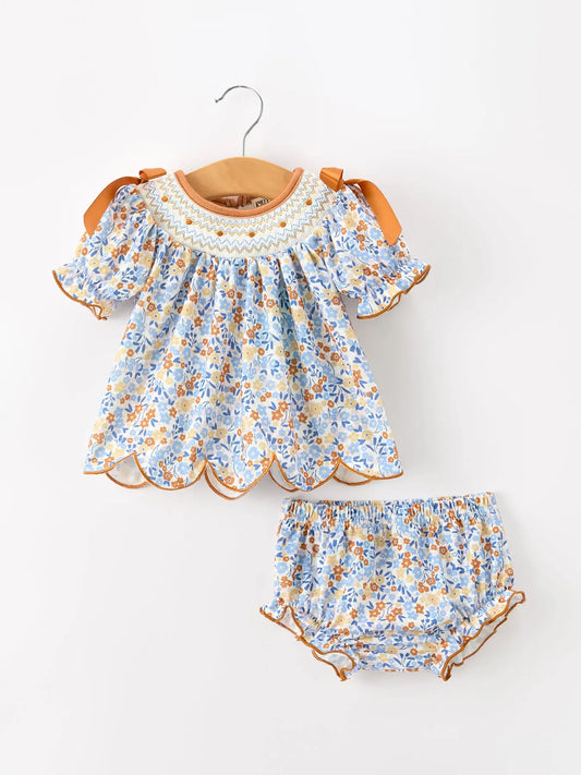 Fall Floral Smock Bloomer Set