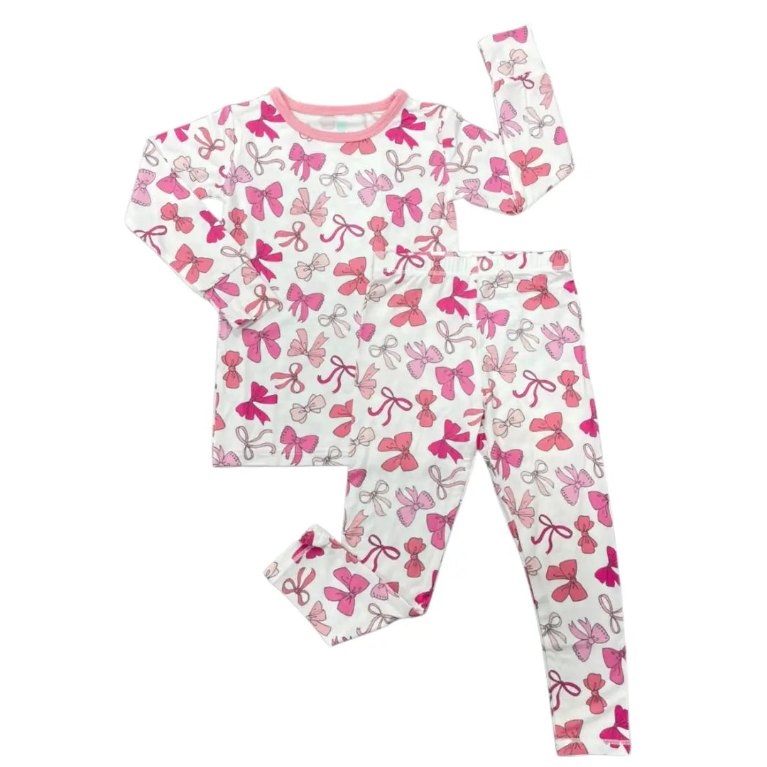 Pink Bows Ruffle Jammies Set