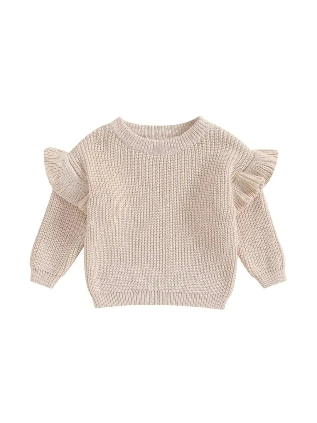 Tan Flutter Sleeve Knit Sweater