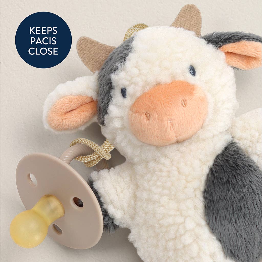 Bitzy Pal Natural Rubber Pacifier & Stuffed Animal: Cow