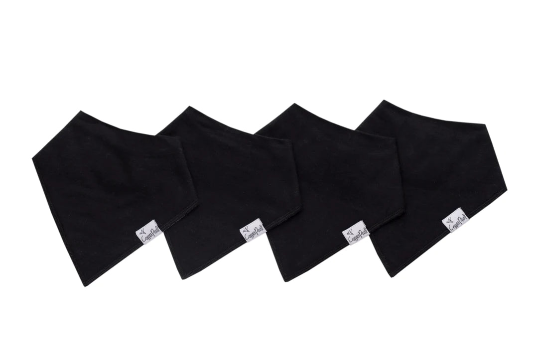 Copper Pearl Bandana Bib Set (4-pack) - Black