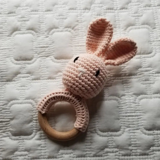 Pink Bunny Crochet Rattle