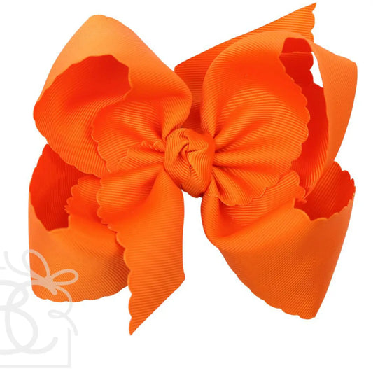 6.5" Scalloped Edge Grosgrain Bow-Orange