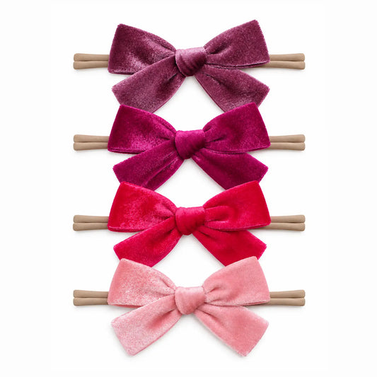 4 Pack Velvet Headbands-Berry Crush