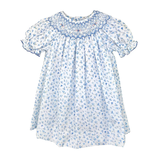 Bishop Smocked Blue Floral Dress