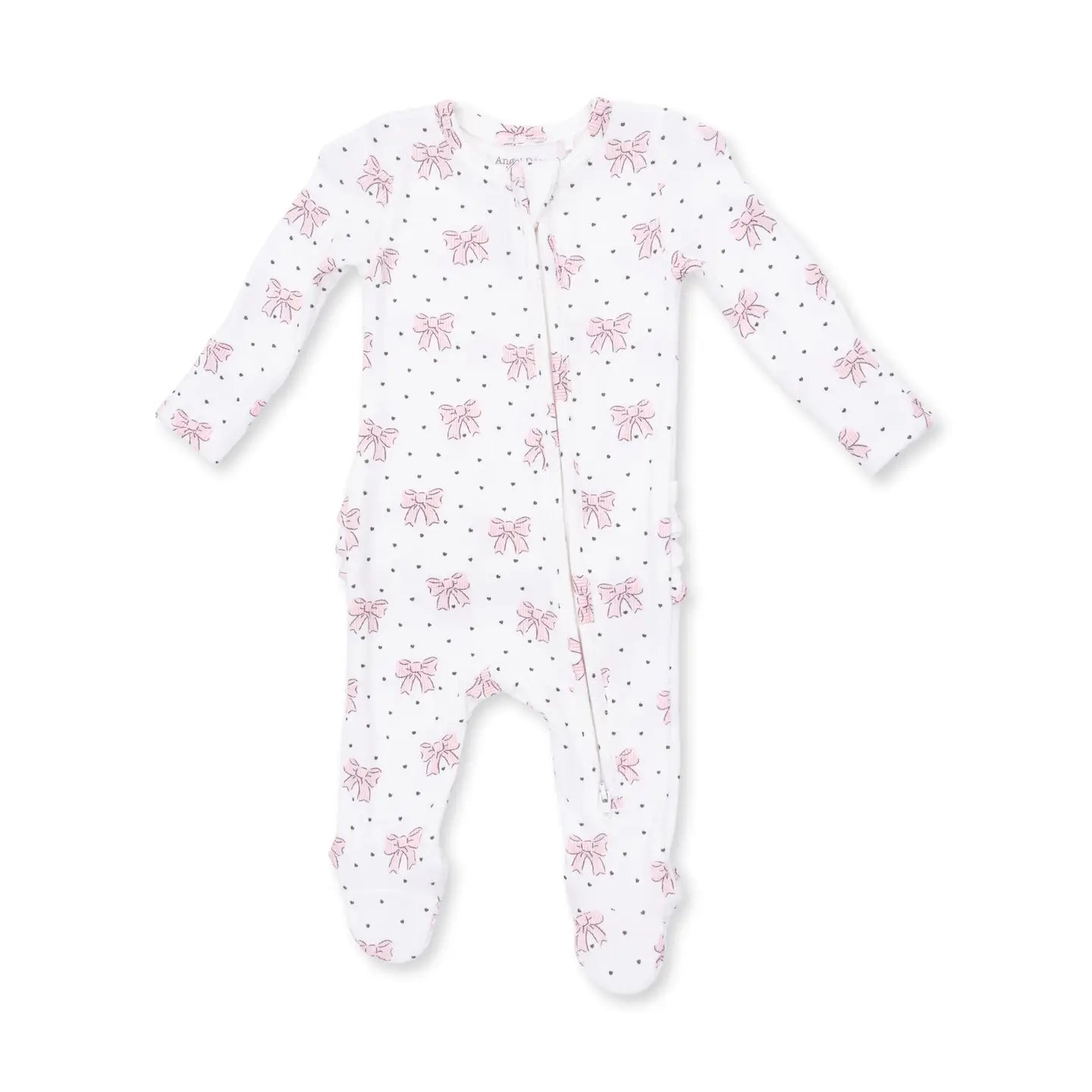 Bows and Hearts Ruffle Zipper Footie