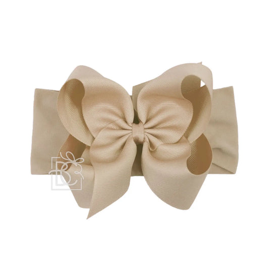 5.5" Wide Headband w/Bow - Oatmeal