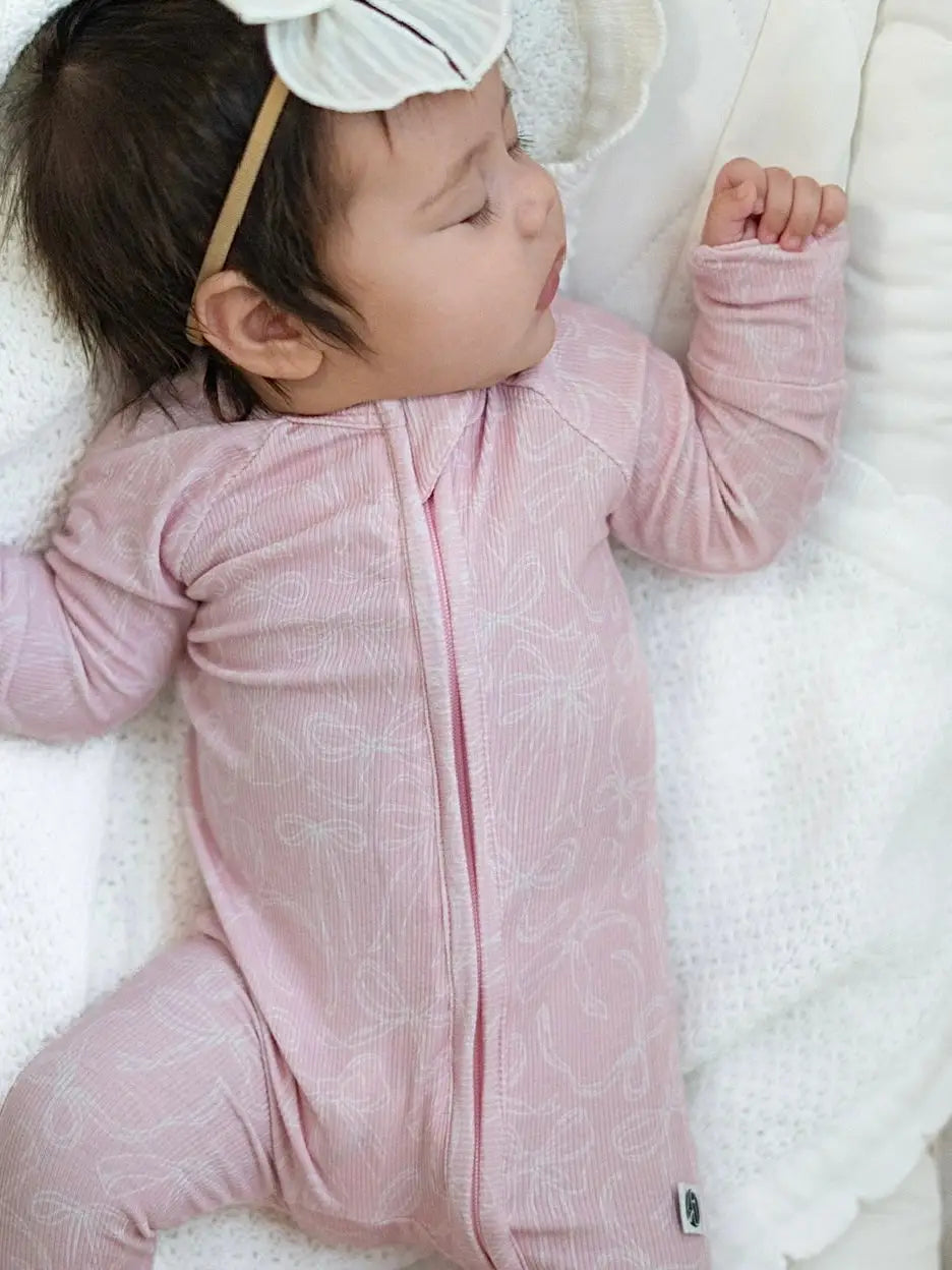 Bows Ribbed Zip Romper