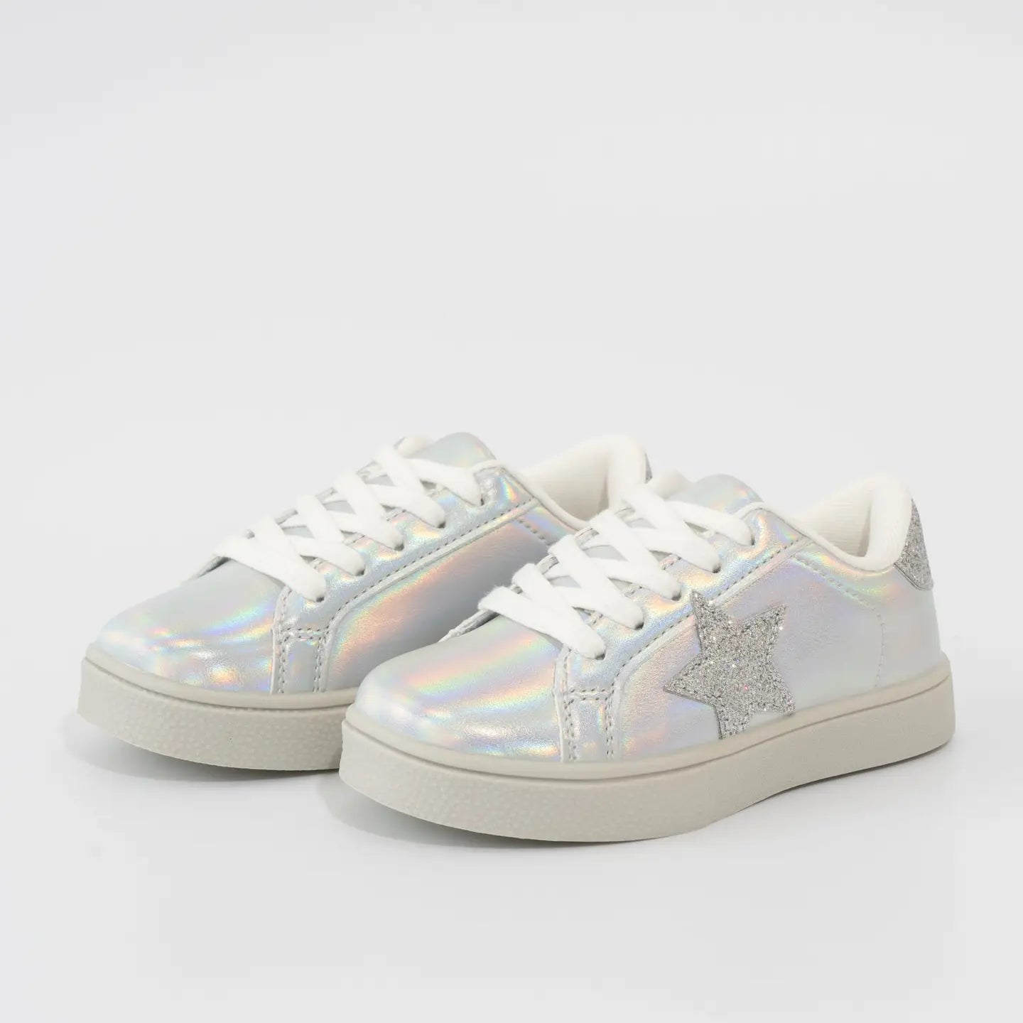 Holographic Sparkle Star Sneaker - Silver