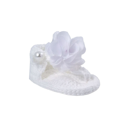 Newborn White Crochet Thong with Flower