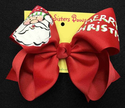 Hand Painted Polka Santa Bow