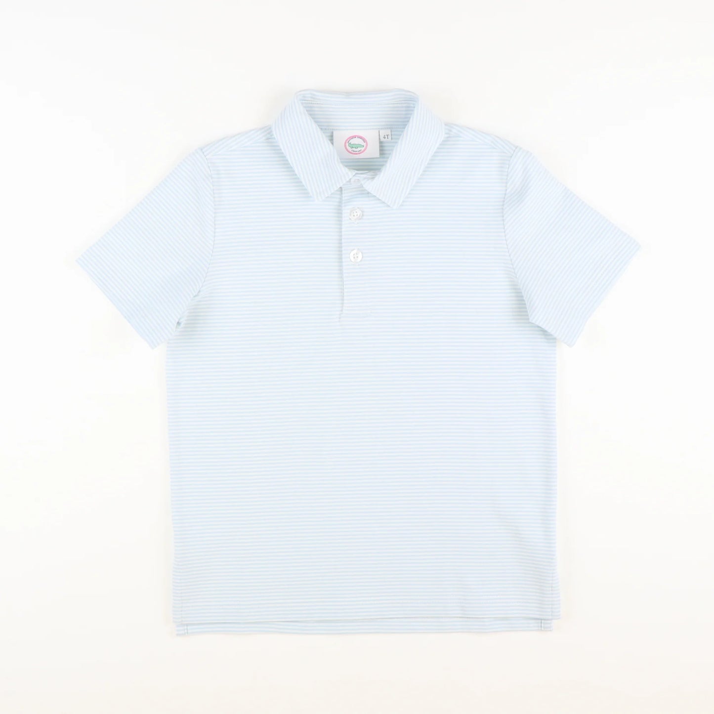 Knit Polo - Light Blue Thin Stripe