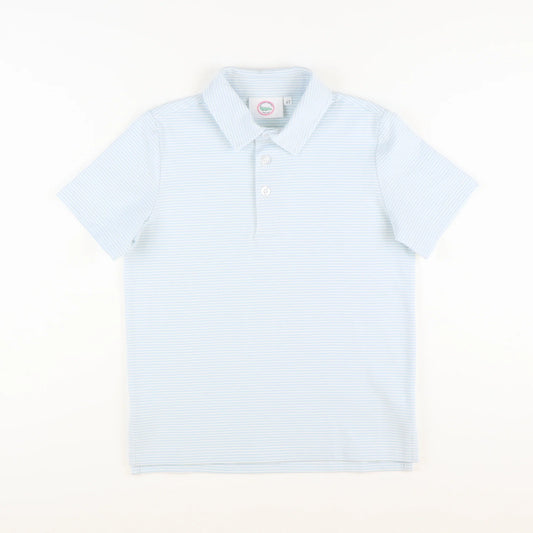 Knit Polo - Light Blue Thin Stripe