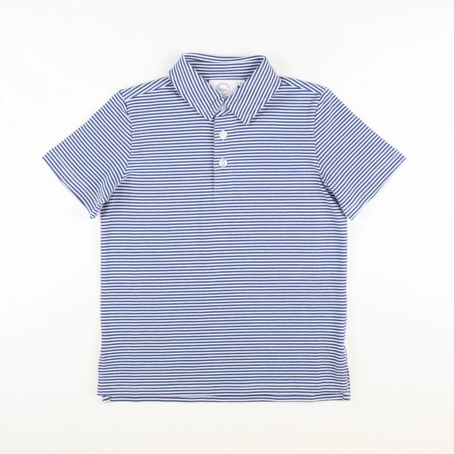 Knit Polo - Slate Blue Thin Stripe