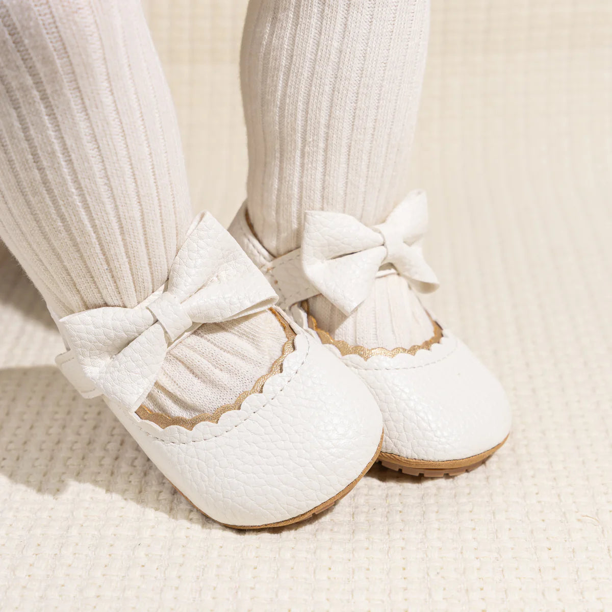 White Bow Baby Shoes