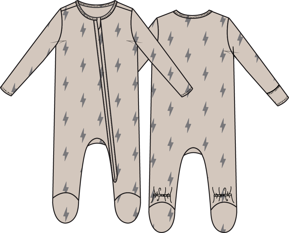 Lightning Bolt Zipper Footie
