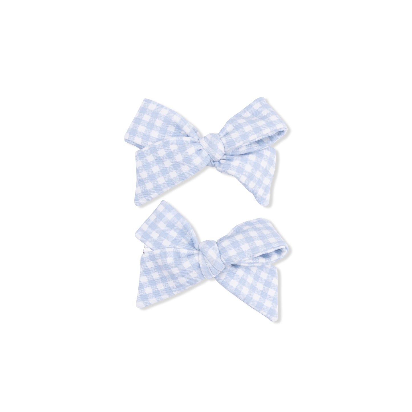 Mini Gingham Blue - 2 Pack Bow Clips