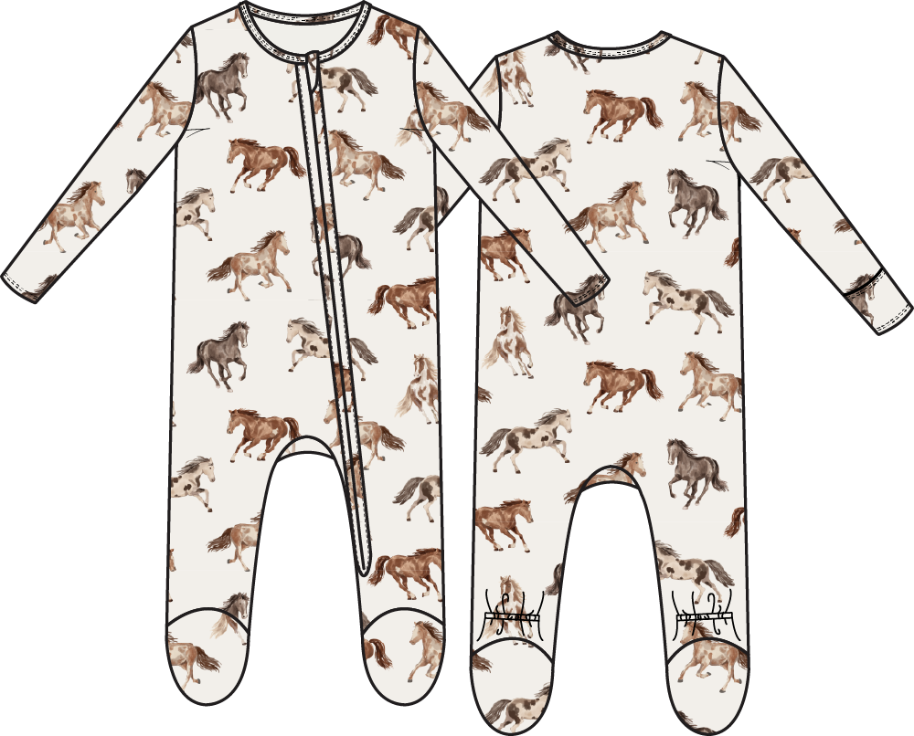 Wild Horses Zipper Footie