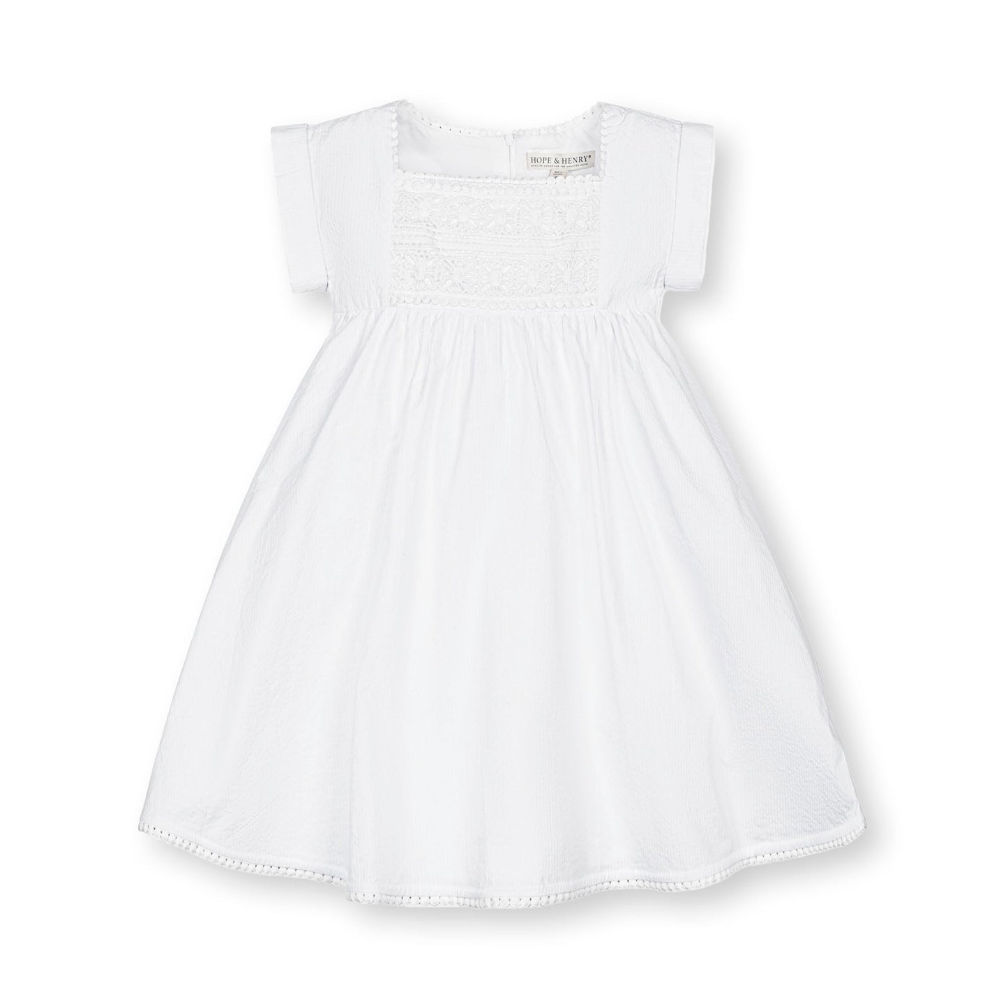 Seersucker Empire Waist Dress - White