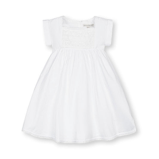 Seersucker Empire Waist Dress - White