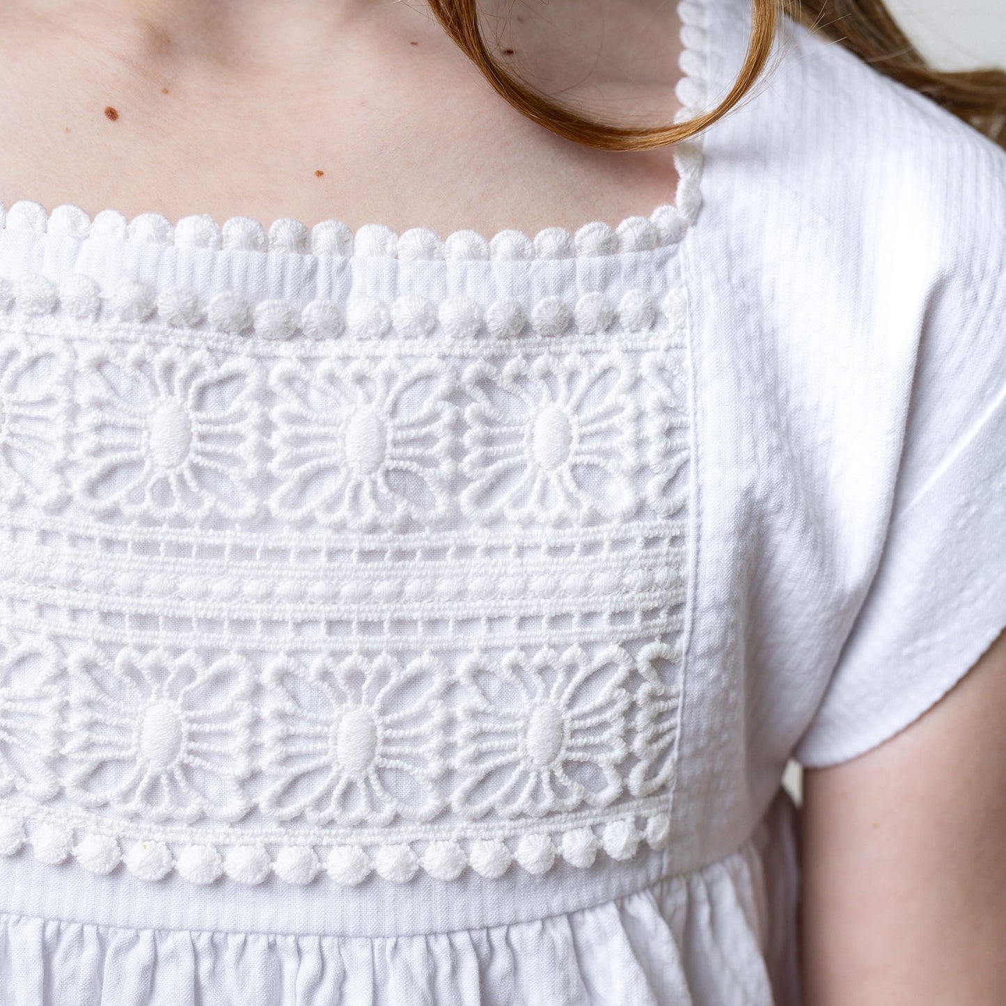 Seersucker Empire Waist Dress - White