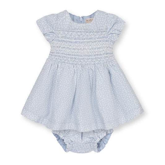 Linen Smocked Puff Sleeve Dress