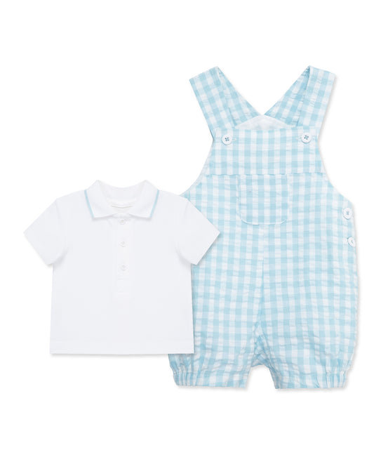 Blue Check Shortall Set
