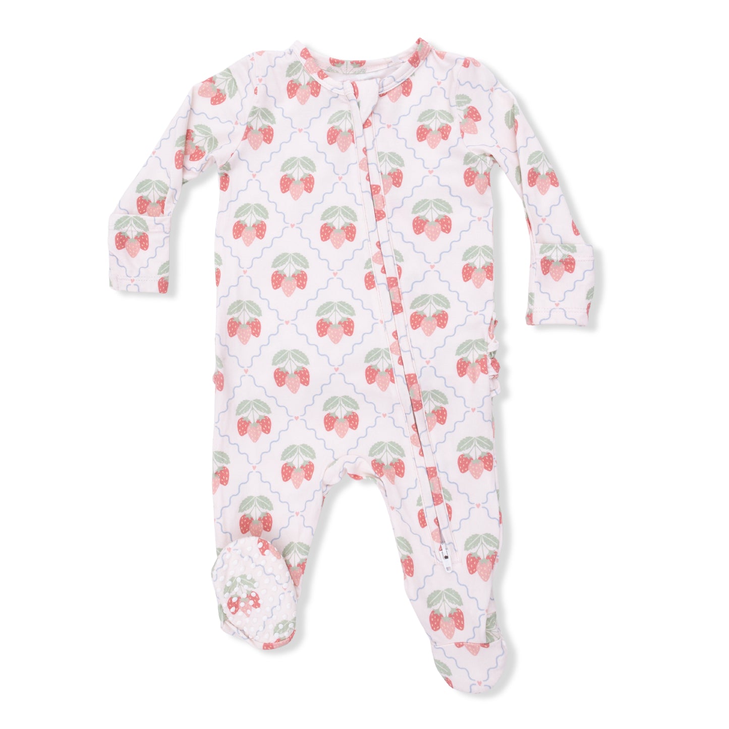 Sweet Strawberries Ruffle Zipper Footie
