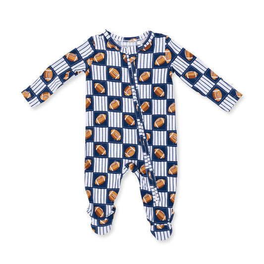 Football Patchwork Zipper Footie
