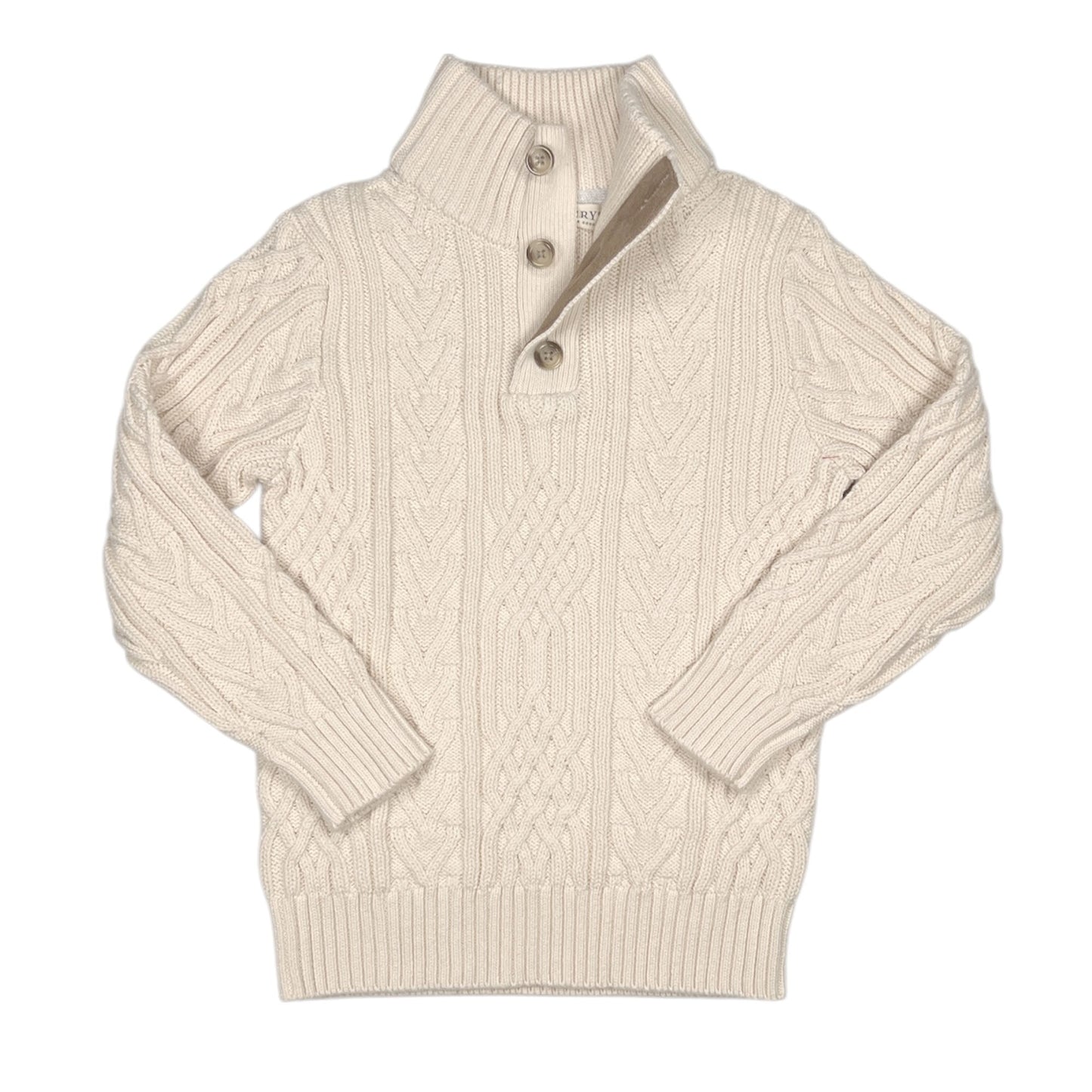 Ivory Mock Neck Cable Sweater