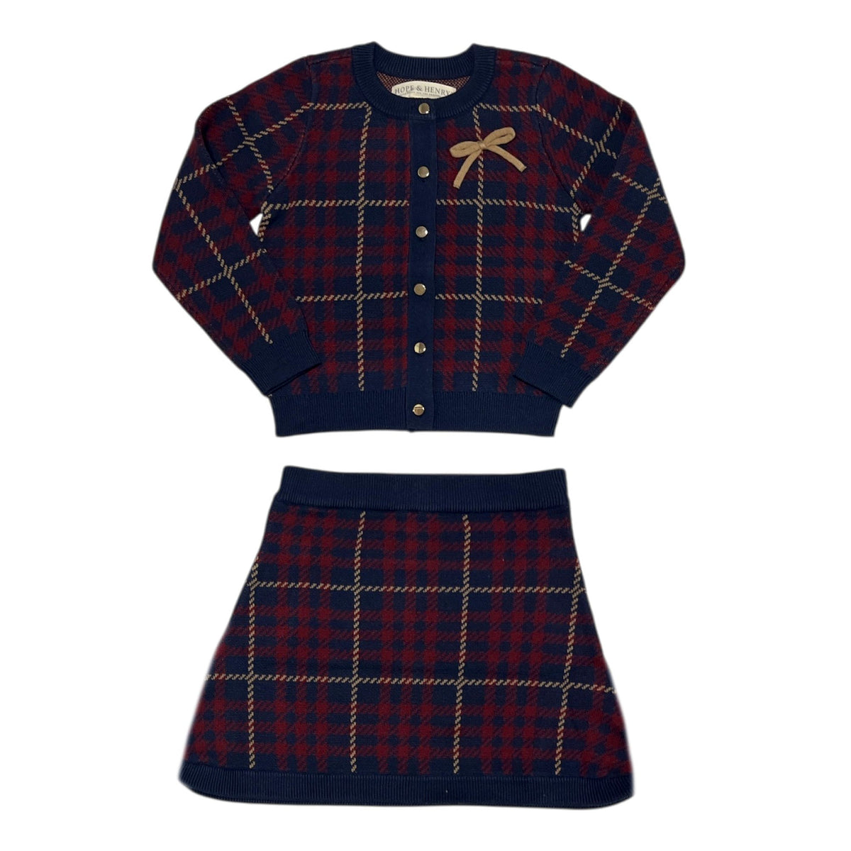 Navy Plaid Sweater Set
