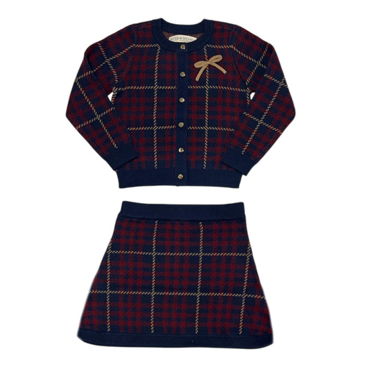Navy Plaid Sweater Set
