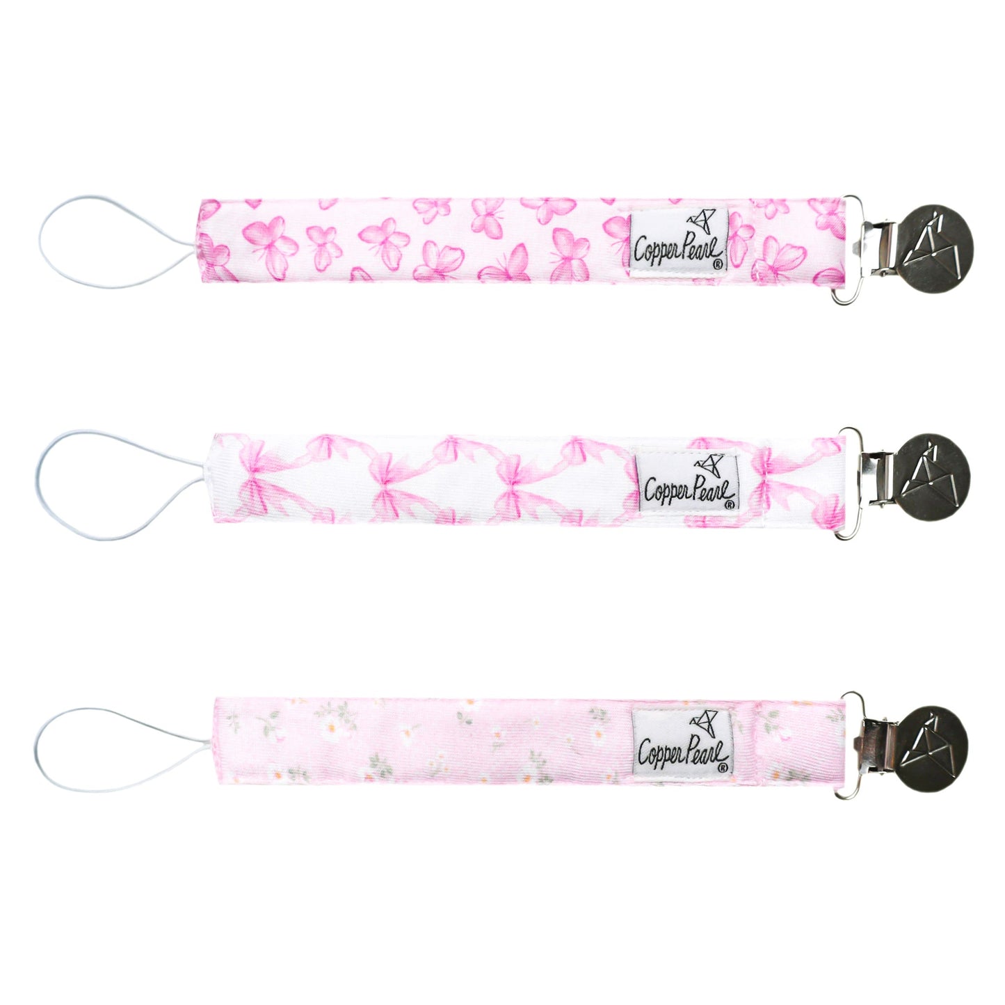 Copper Pearl Binky Clips (Set of 3) - Bow My Gosh