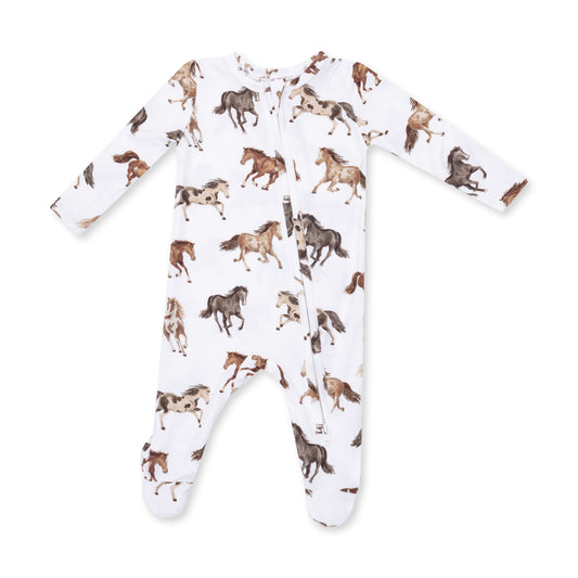 Wild Horses Zipper Footie