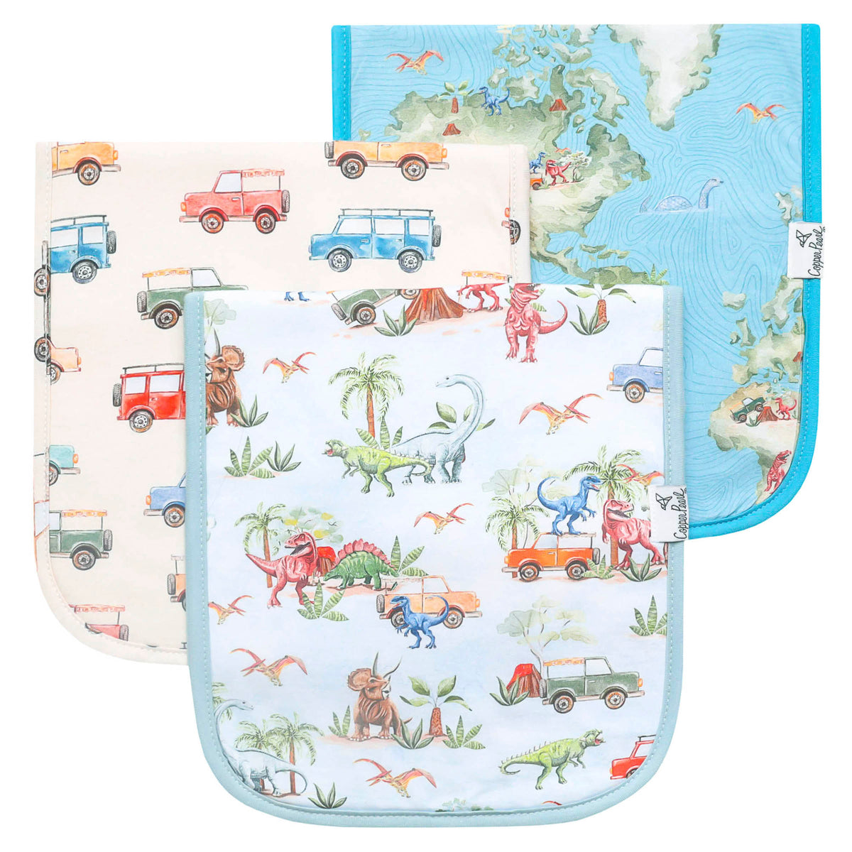 Copper Pearl Burp Cloth Set (3-pack) - Dino Explorer