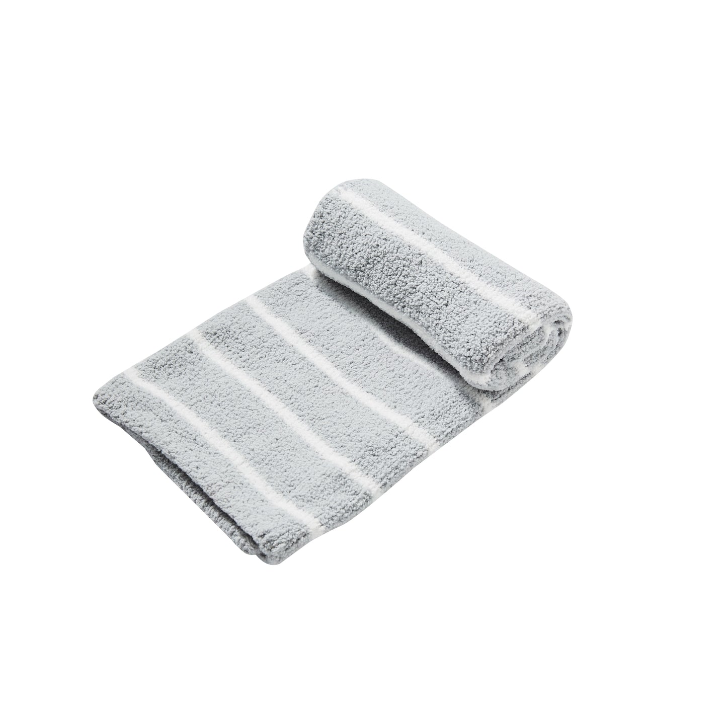 Chenille Blanket - grey stripe