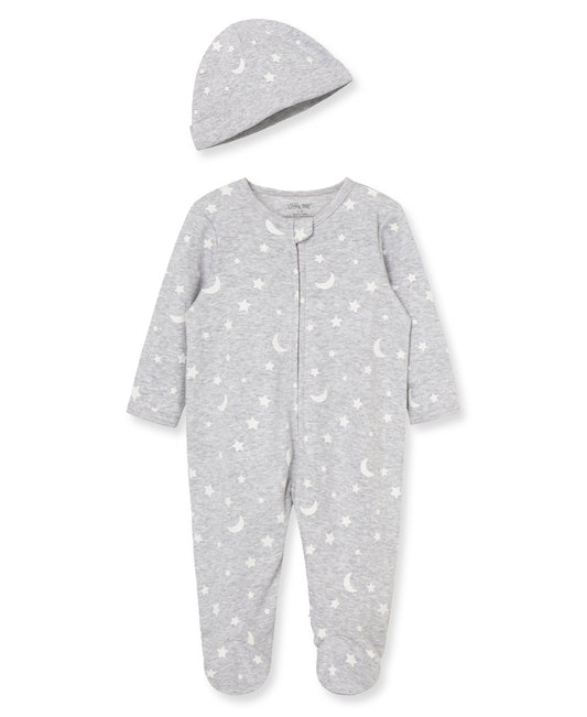 Moon & Stars Footie and Hat Set