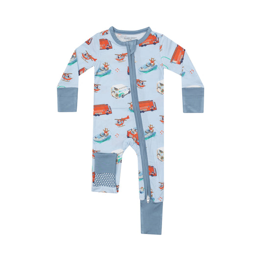 Rescue Vehicles 2 Way Zipper Romper