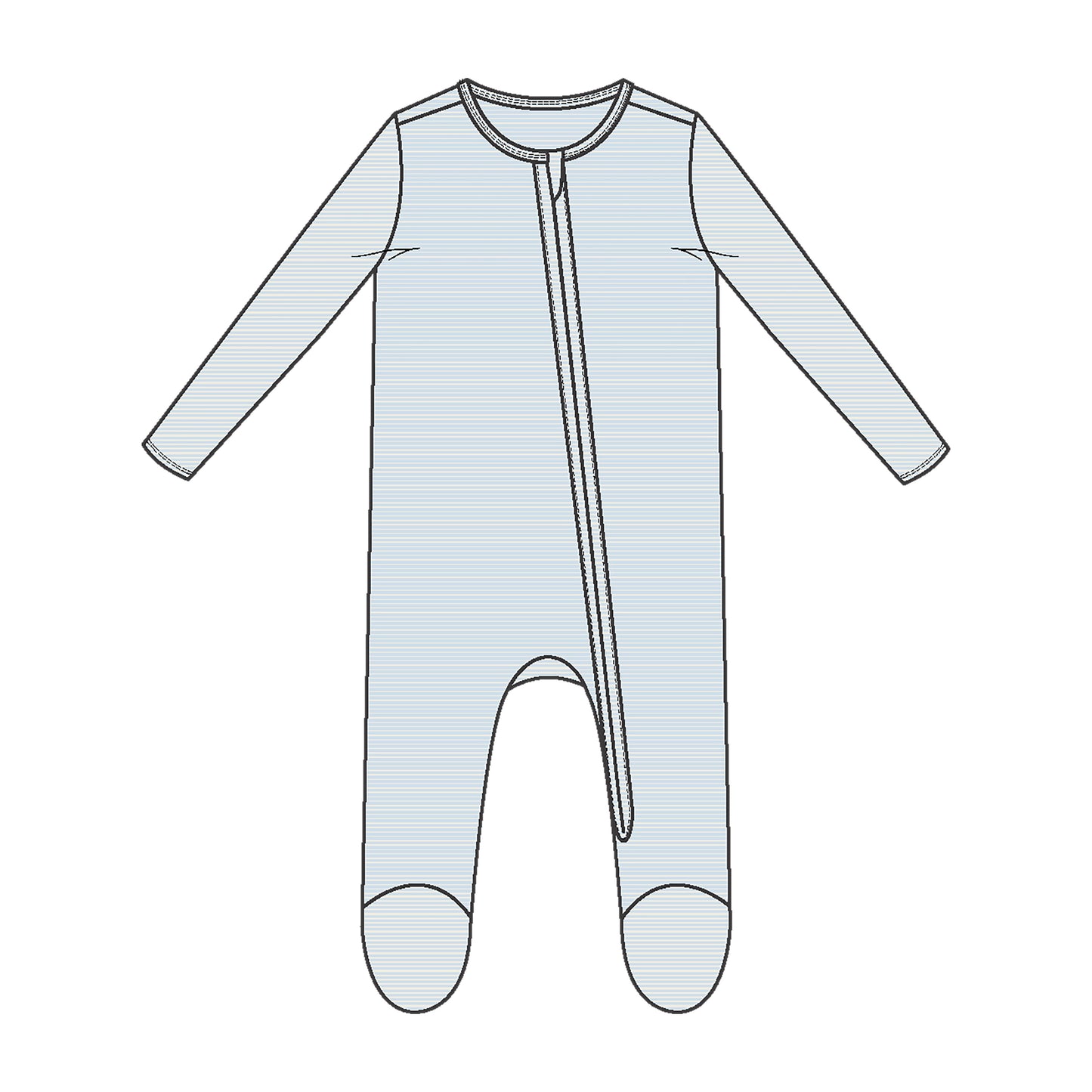 Light Blue Stripe Zipper Footie