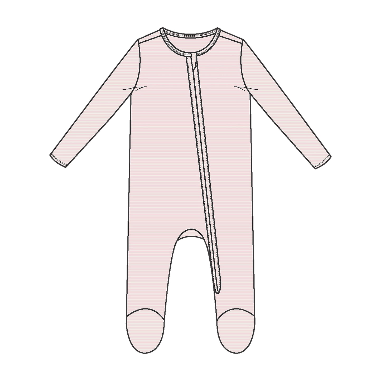 Light Pink Stripe Zipper Footie