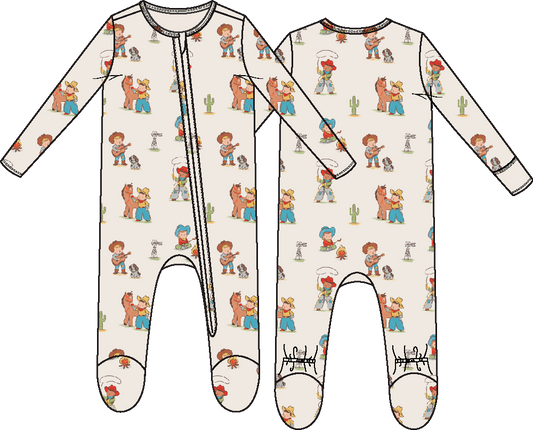 Vintage Cowboys - Zipper Footie