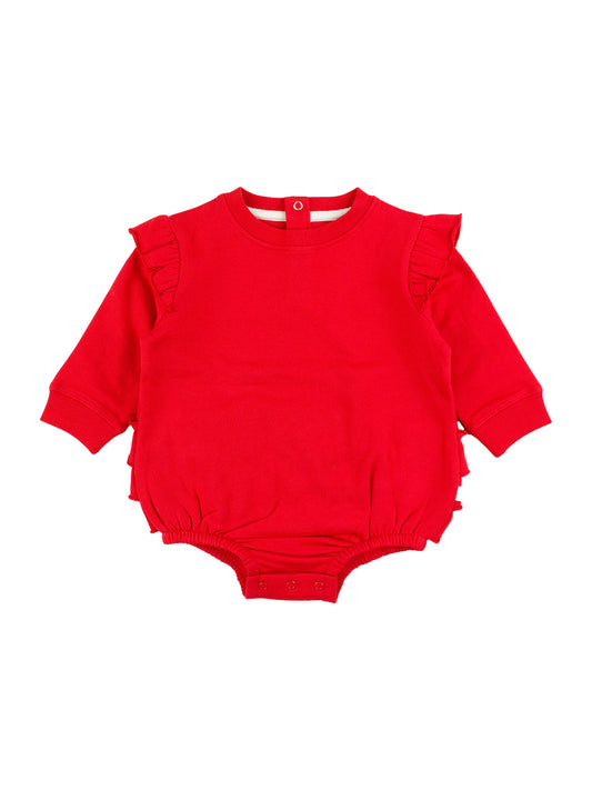 Sweatshirt Bubble Romper - Red