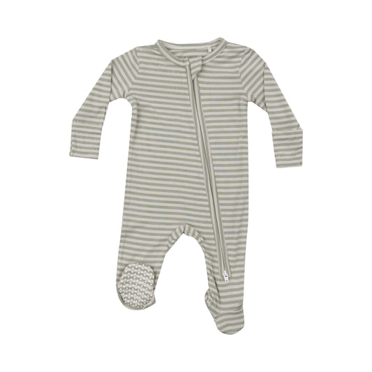 Desert Sage Stripe Zipper Footie