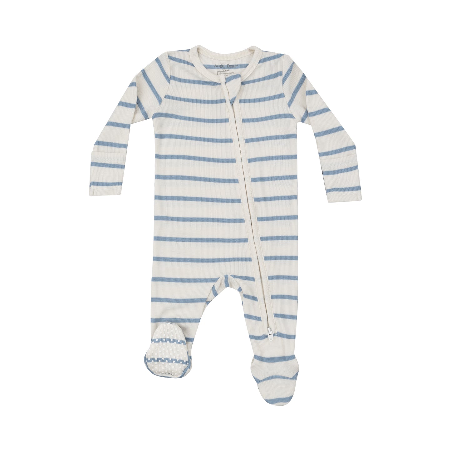 Ribbed Stripe Glacier Zipper Footie