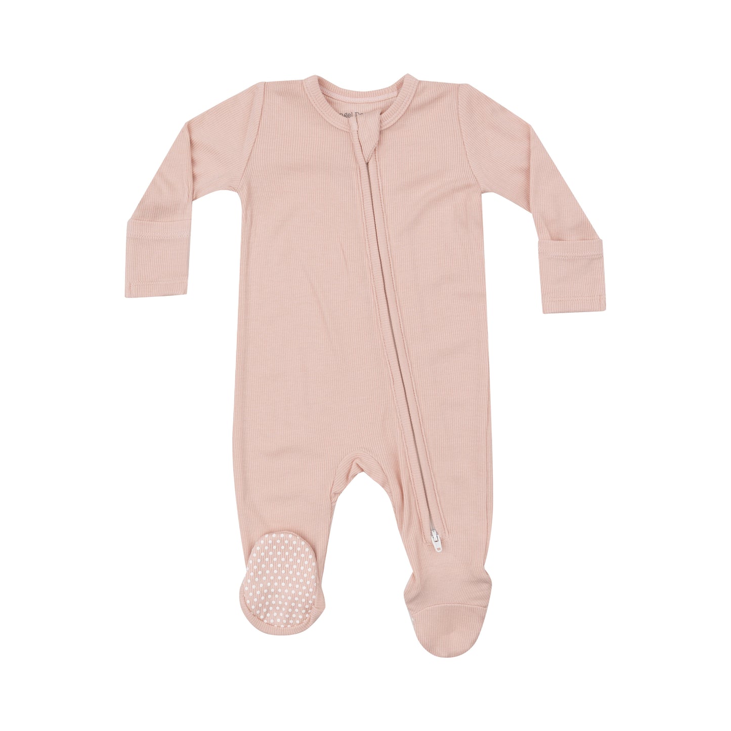 Ribbed Pale Blush Zipper Footie