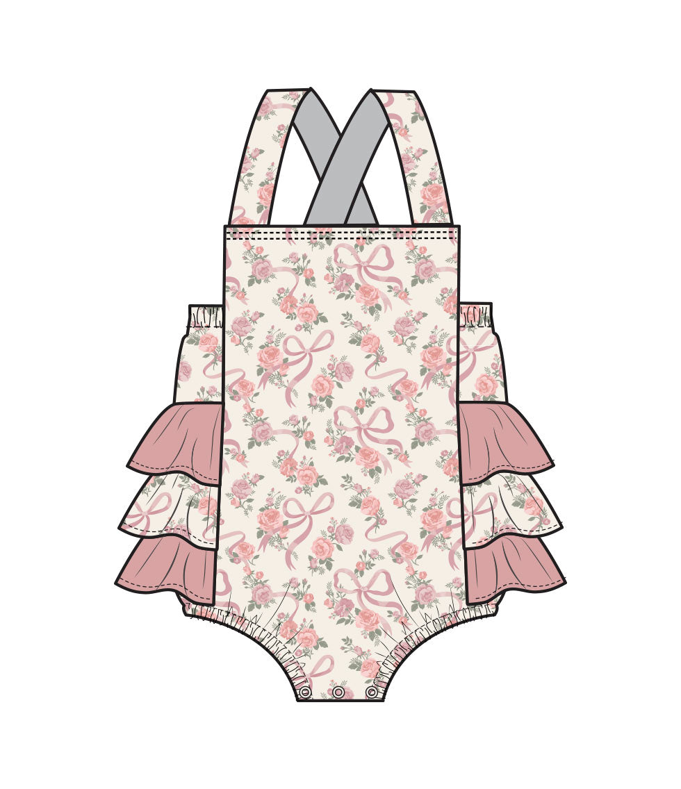 Ribbons and Flowers Ruffle Sunsuit