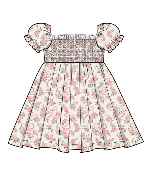 Ribbons and Flowers Smocked Dress