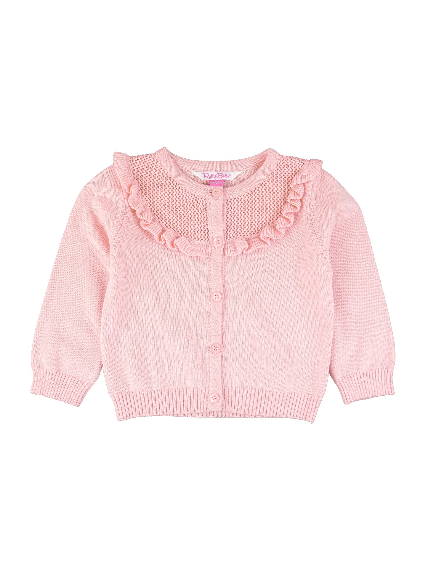 Pink Ruffle Trim Cardigan