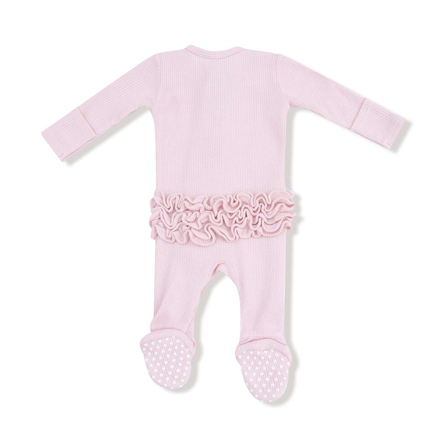 Veiled Pink 2-Way Ruffle Zipper Footie