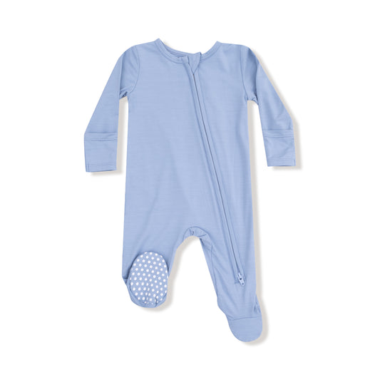 Soft Chambray Zipper Footie